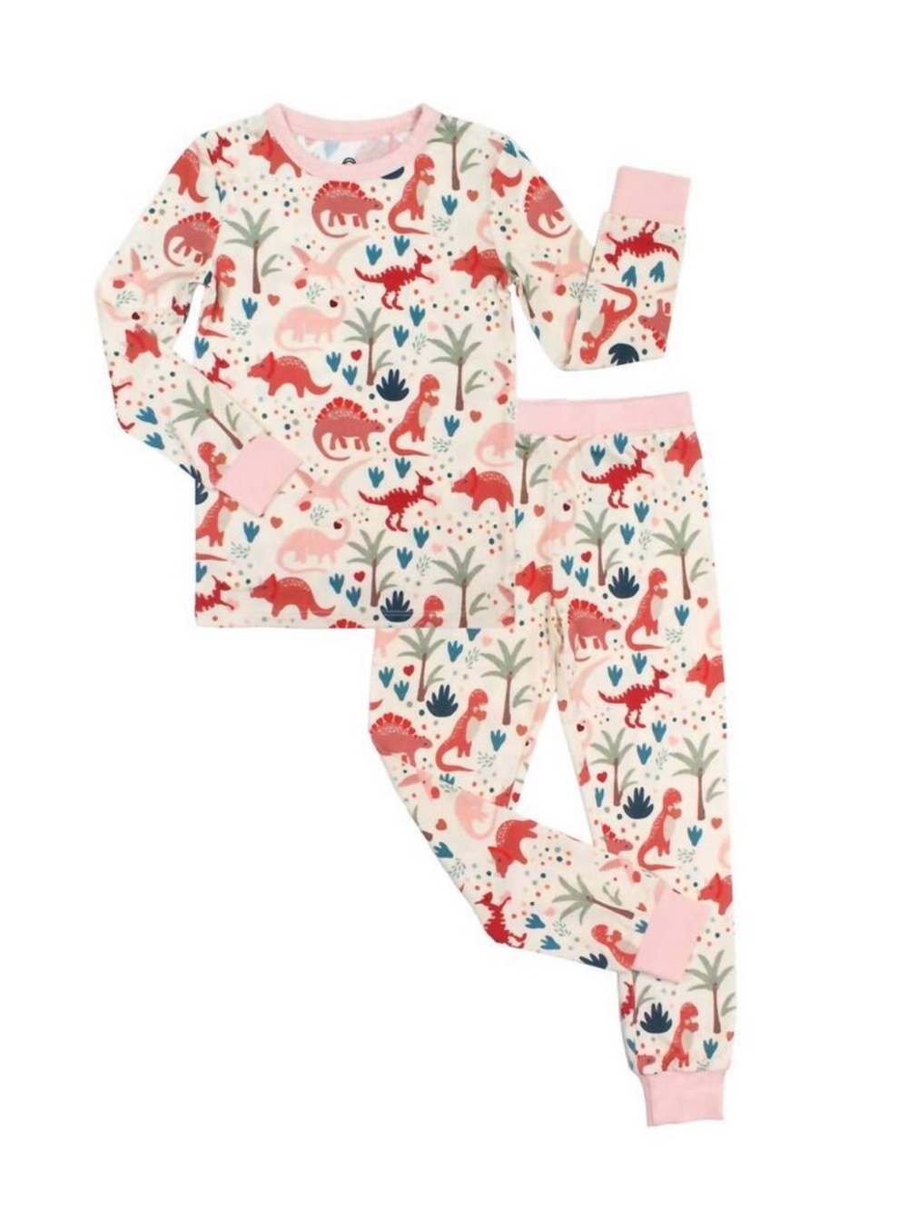 Emerson and Friends Pink Dinosaur Girls Bamboo Pajamas 10/12